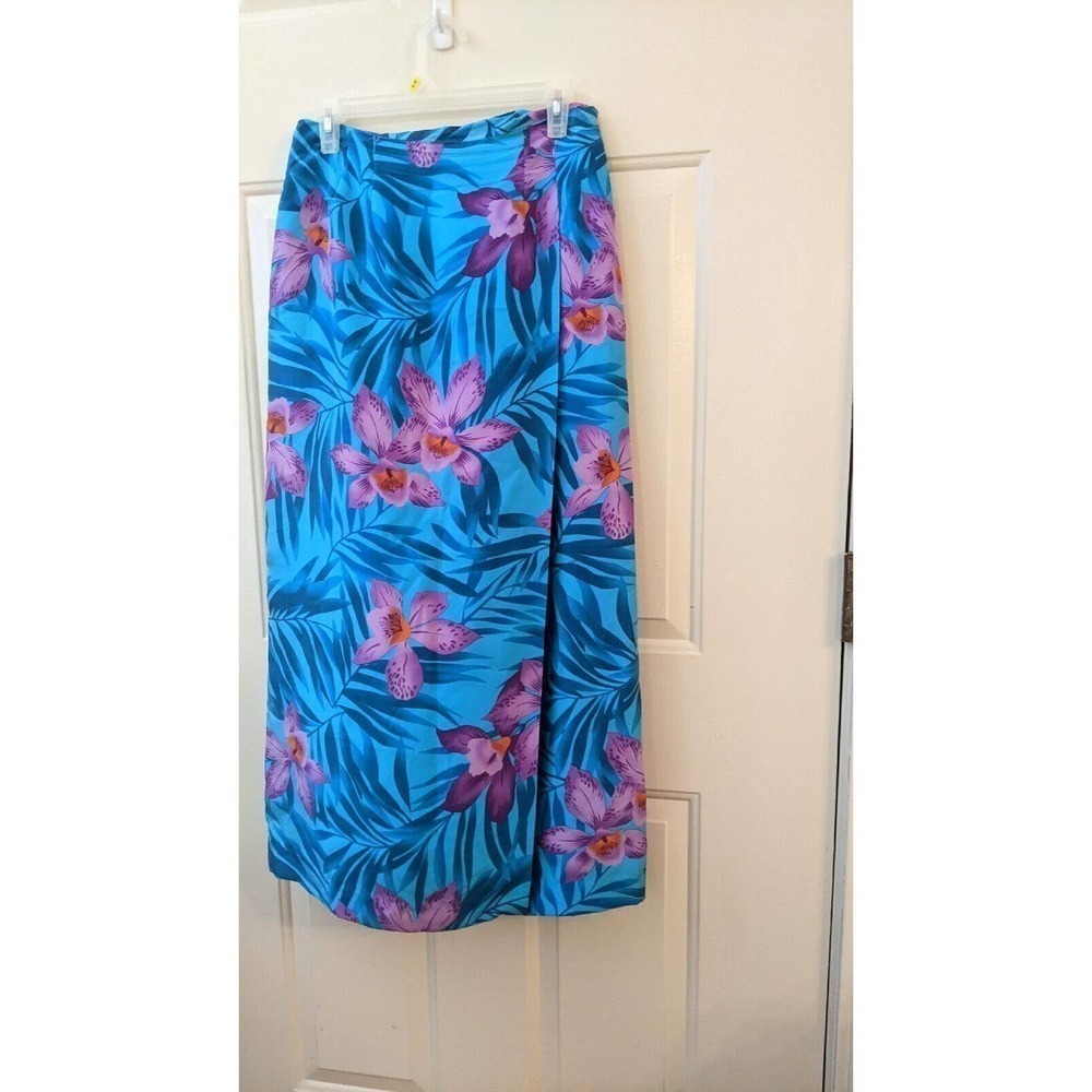 Worthington Sz 8 Wrap Skirt Long 100% Silk Tropical Hawaiian Vintage JCPenny - Picture 3 of 12